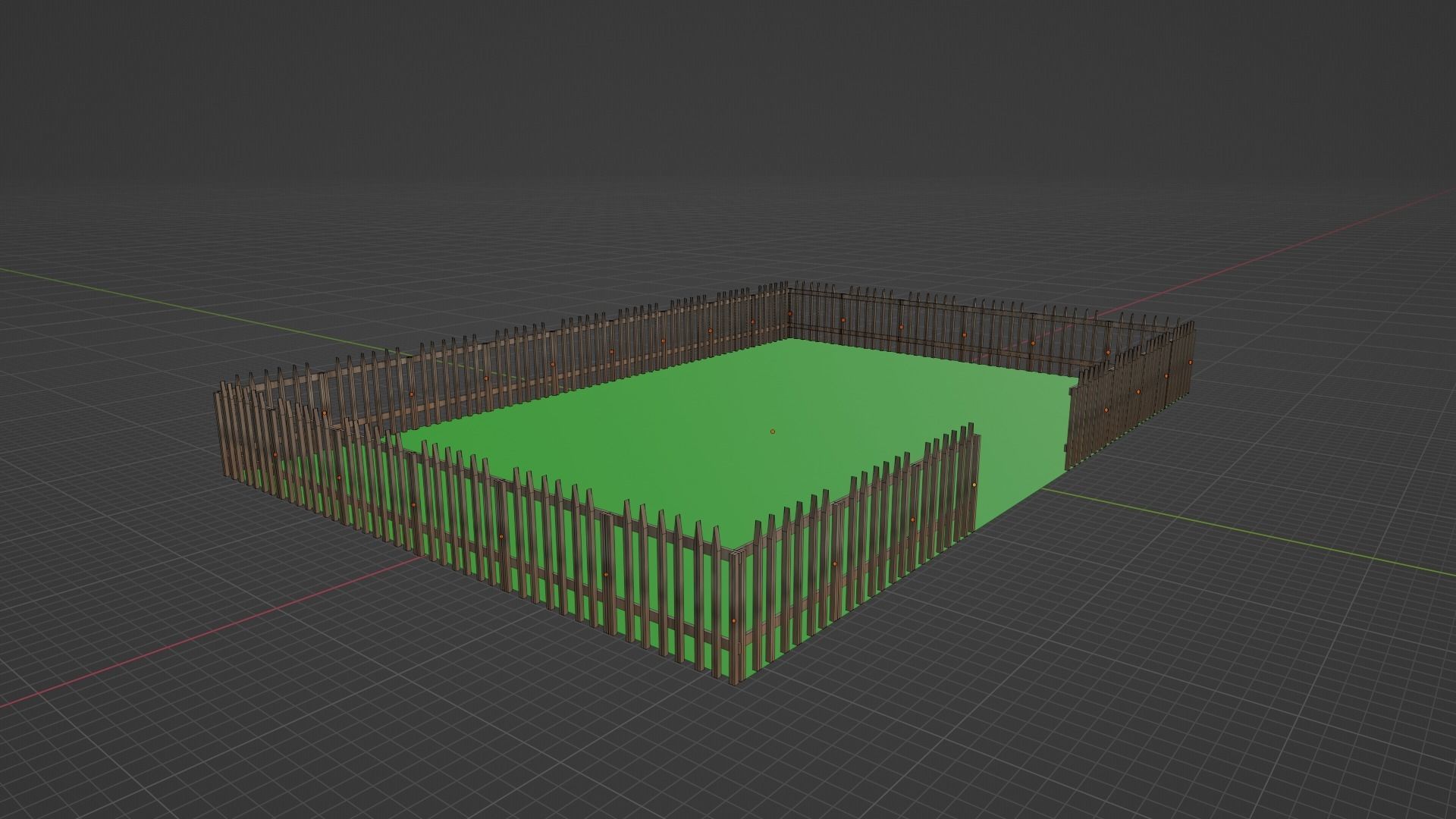 Garden wooden fence with grass Low-poly 3D model_7