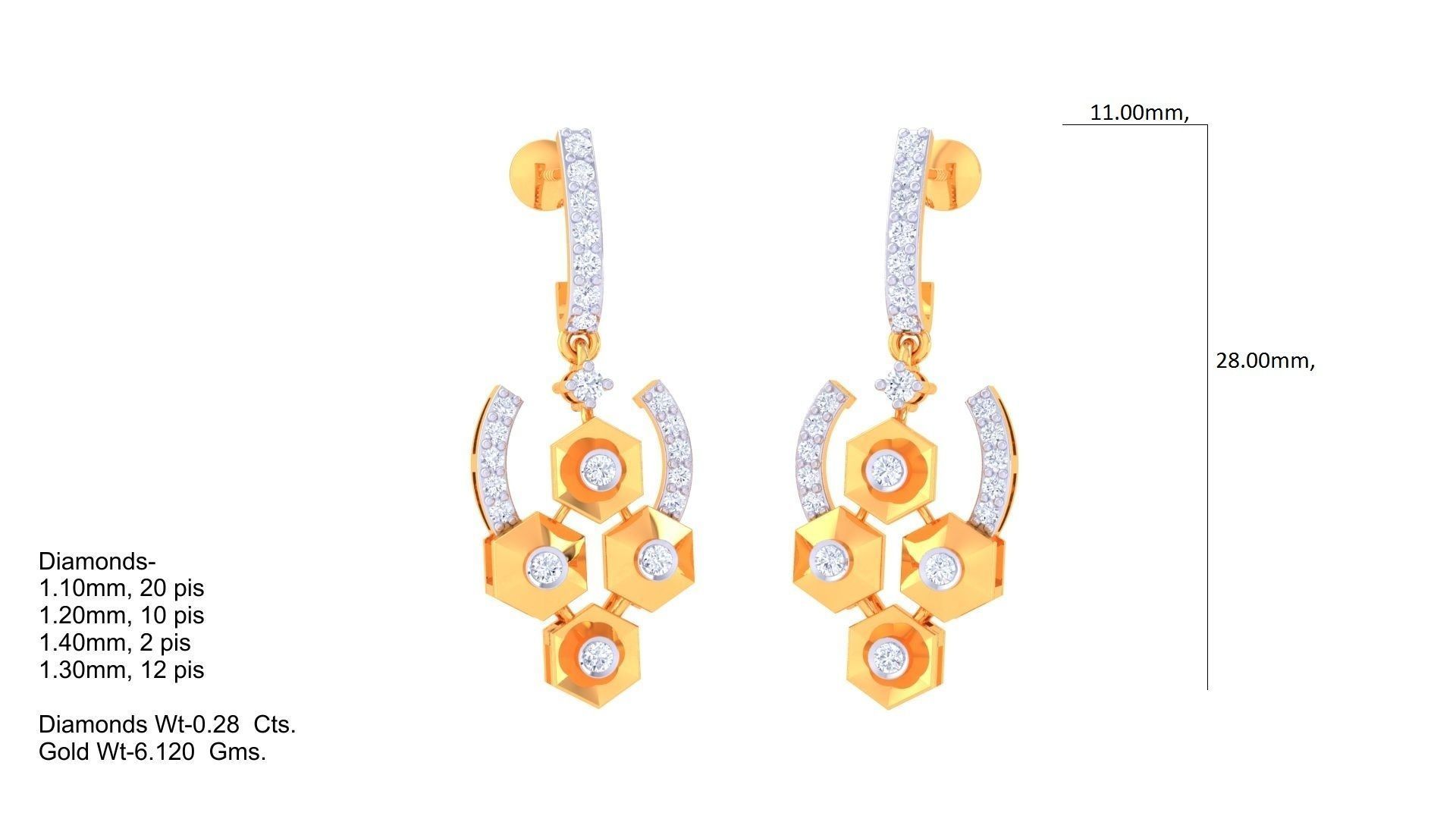 Women Long Earring 3dm STL OBJ FBX Renders Details 3D print model_1
