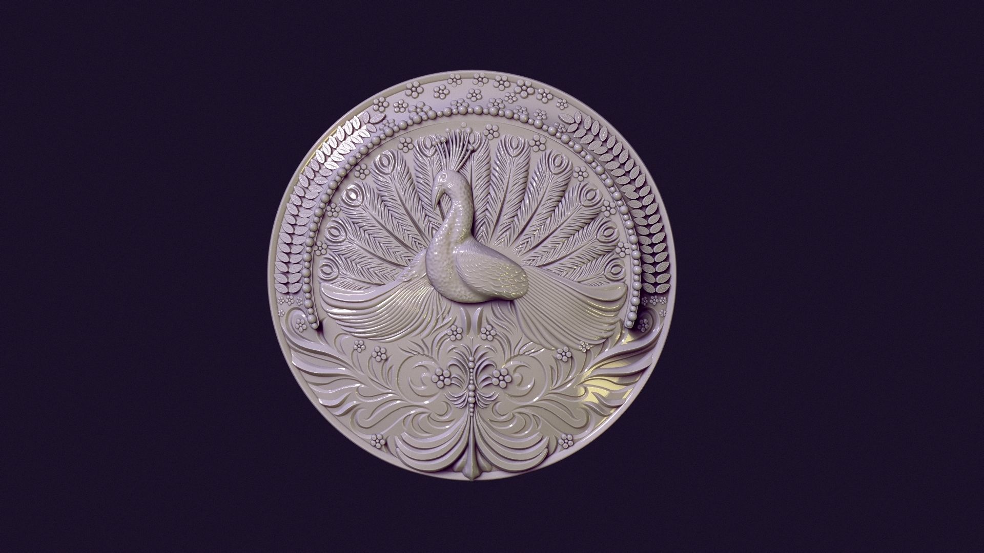 PEACOCK MEDALLION 3D print model_5