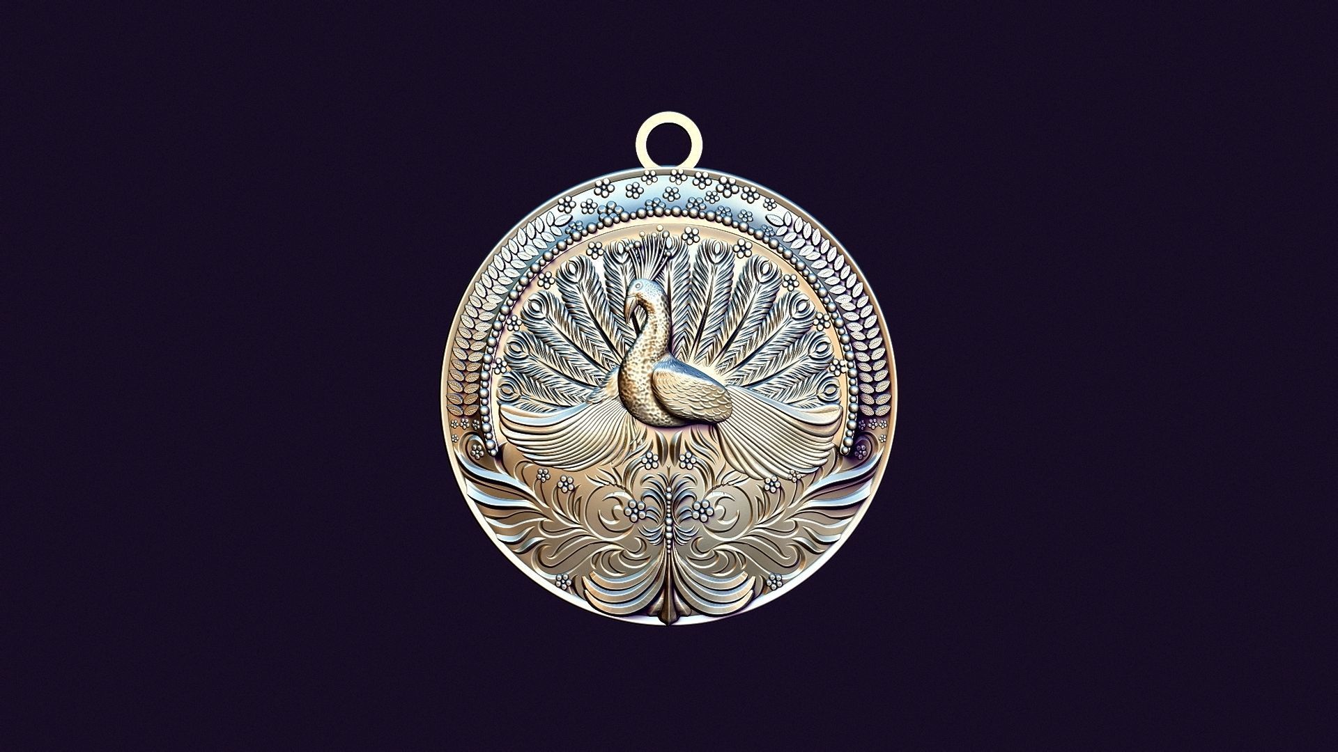 PEACOCK MEDALLION 3D print model_2