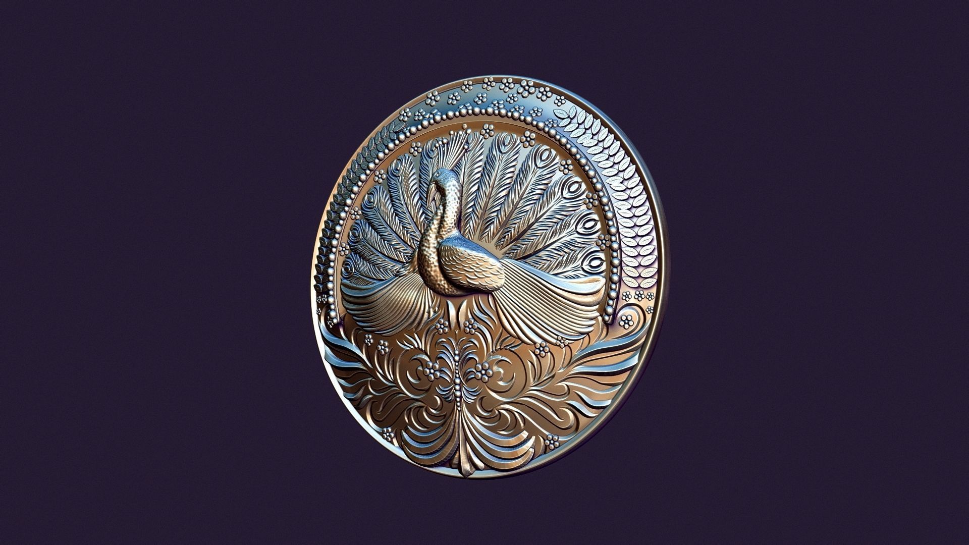 PEACOCK MEDALLION 3D print model_4