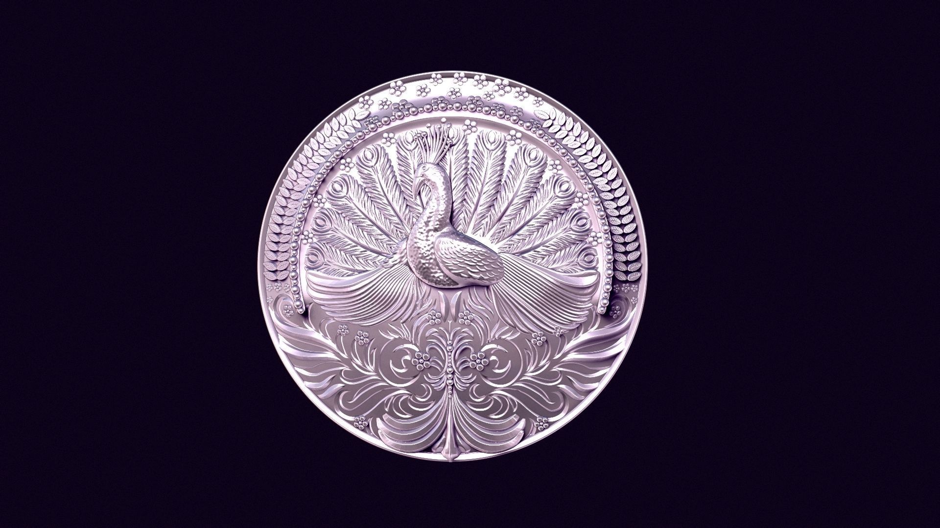 PEACOCK MEDALLION 3D print model_6