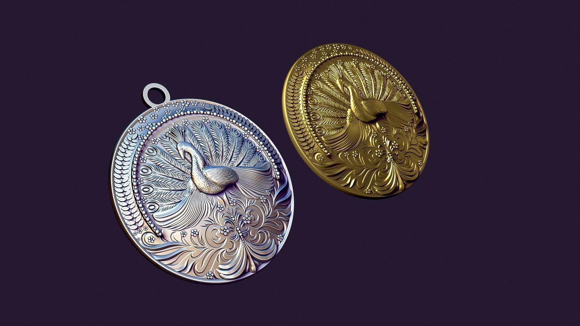 PEACOCK MEDALLION 3D print model_3