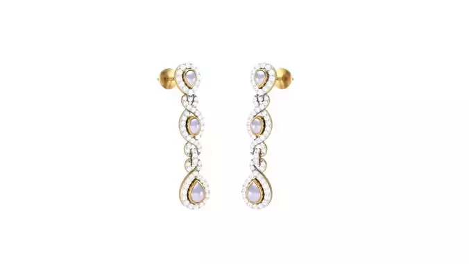 Women Long Earring 3dm STL OBJ FBX Renders Details