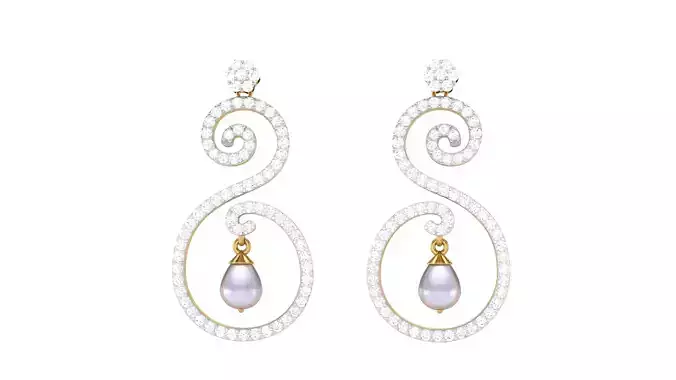 Women Long Earring 3dm STL OBJ FBX Renders Details