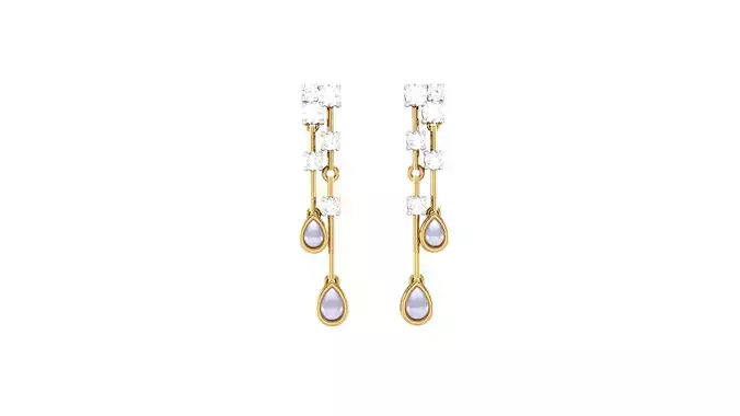 Women Long Earring 3dm STL OBJ FBX Renders Details