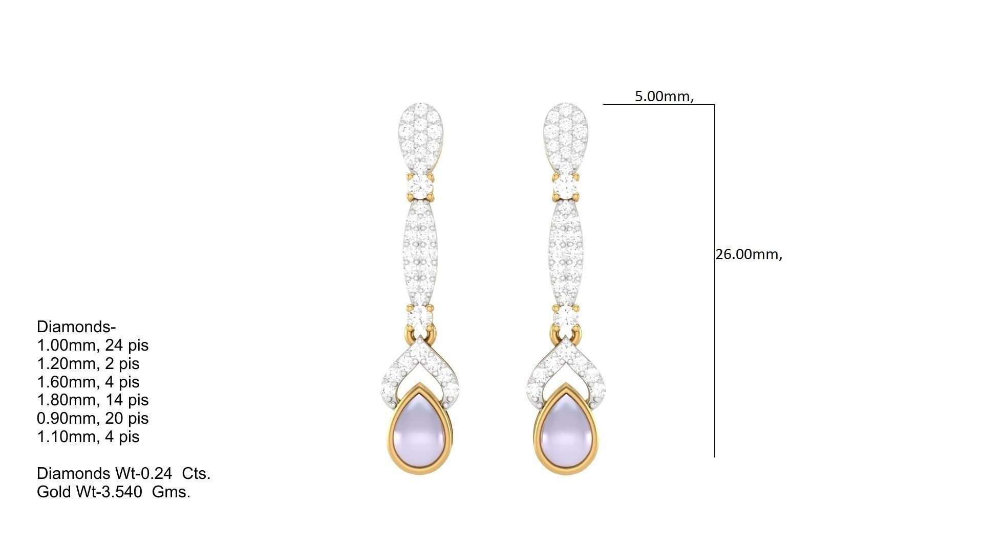 Women Long Earring 3dm STL OBJ FBX Renders Details 3D print model_2