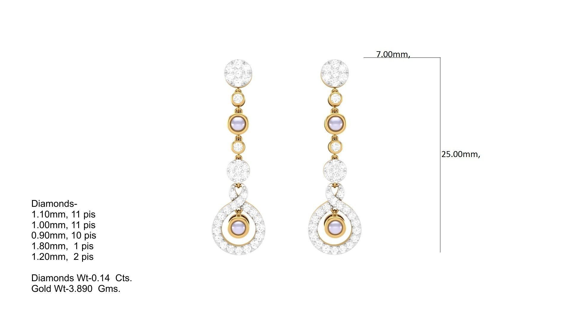 Women Long Earring 3dm STL OBJ FBX Renders Details 3D print model_2