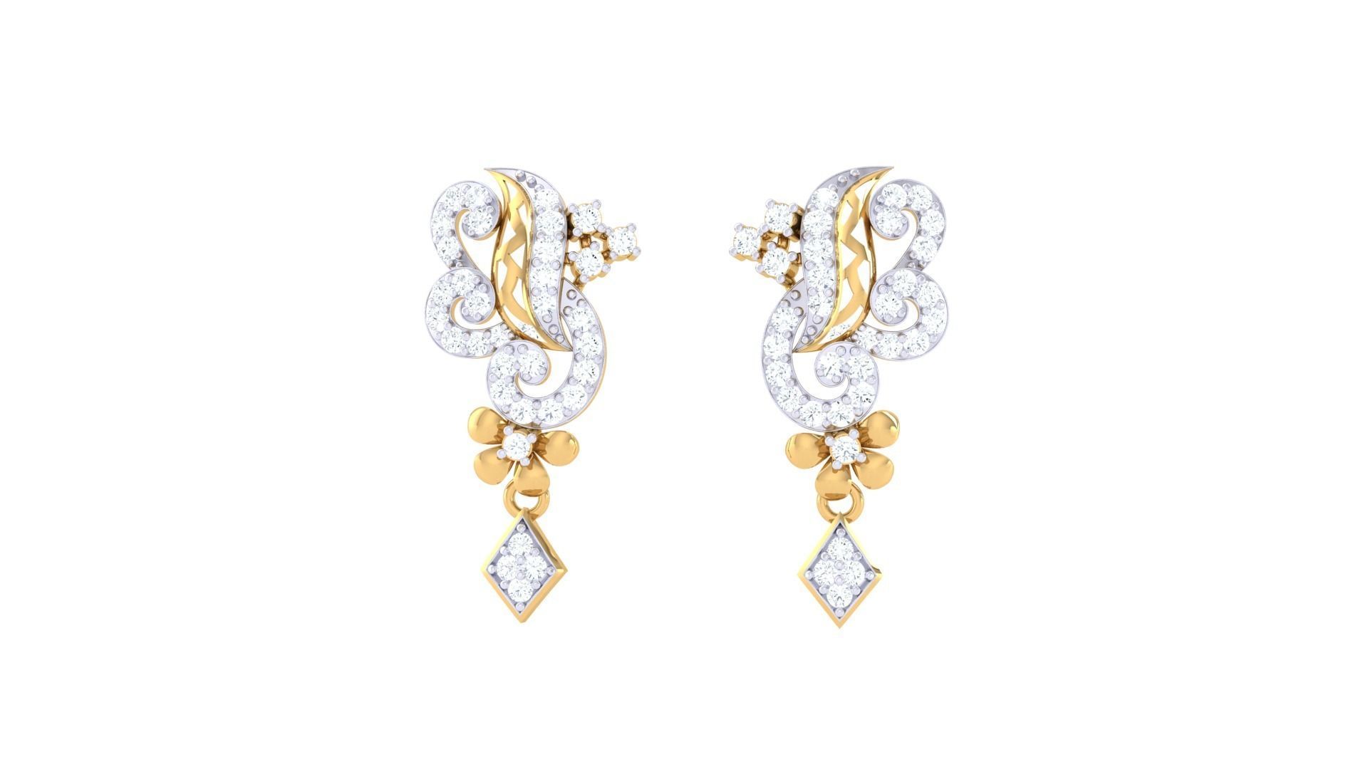 Women Long Earring 3dm STL OBJ FBX Renders Details 3D print model_3