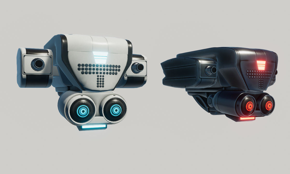 Sci Fi Combat Recon Drone Low-poly 3D model_3