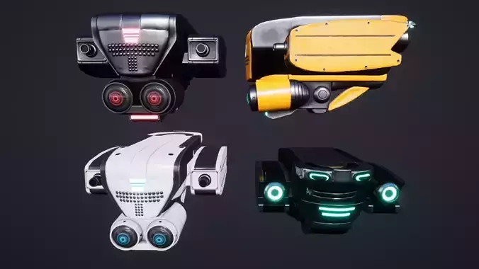 Sci Fi Combat Recon Drone Low-poly 3D model