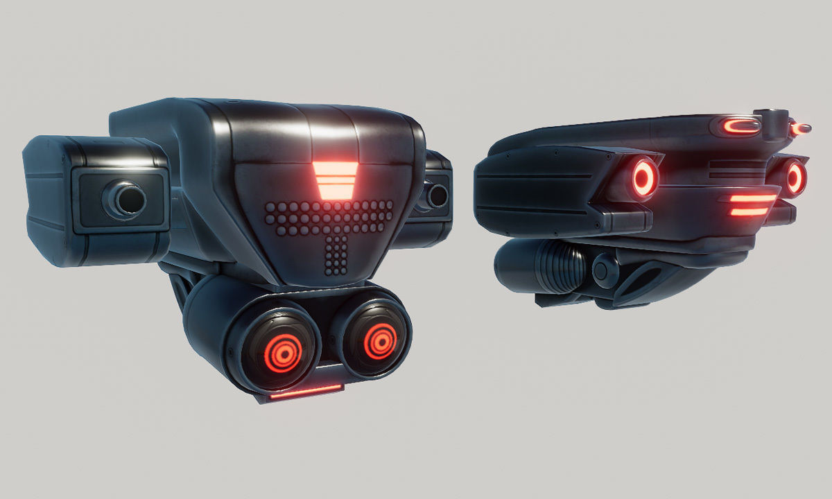 Sci Fi Combat Recon Drone Low-poly 3D model_7