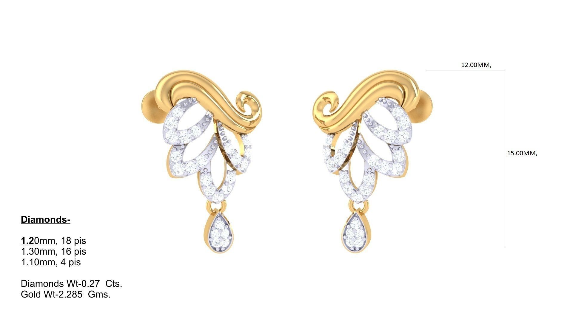 Women Long Earring 3dm STL OBJ FBX Renders Details 3D print model_1