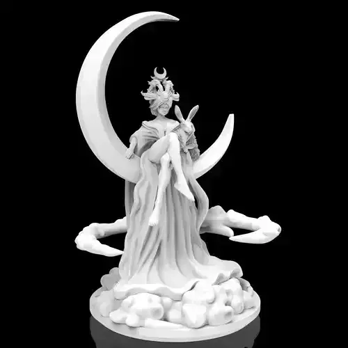 Statue of the Moon Rabbit and Chang e in the Guanghan Palace