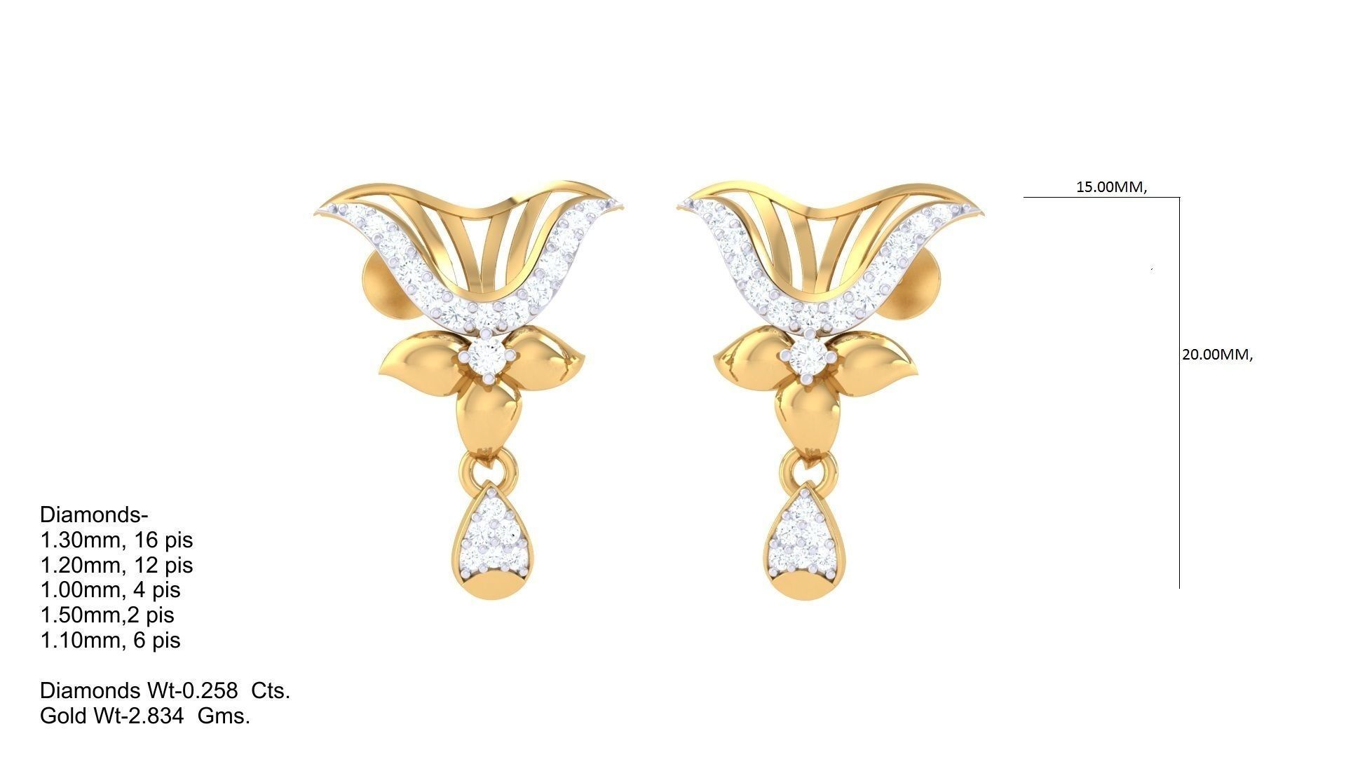 Women Long Earring 3dm STL OBJ FBX Renders Details 3D print model_1