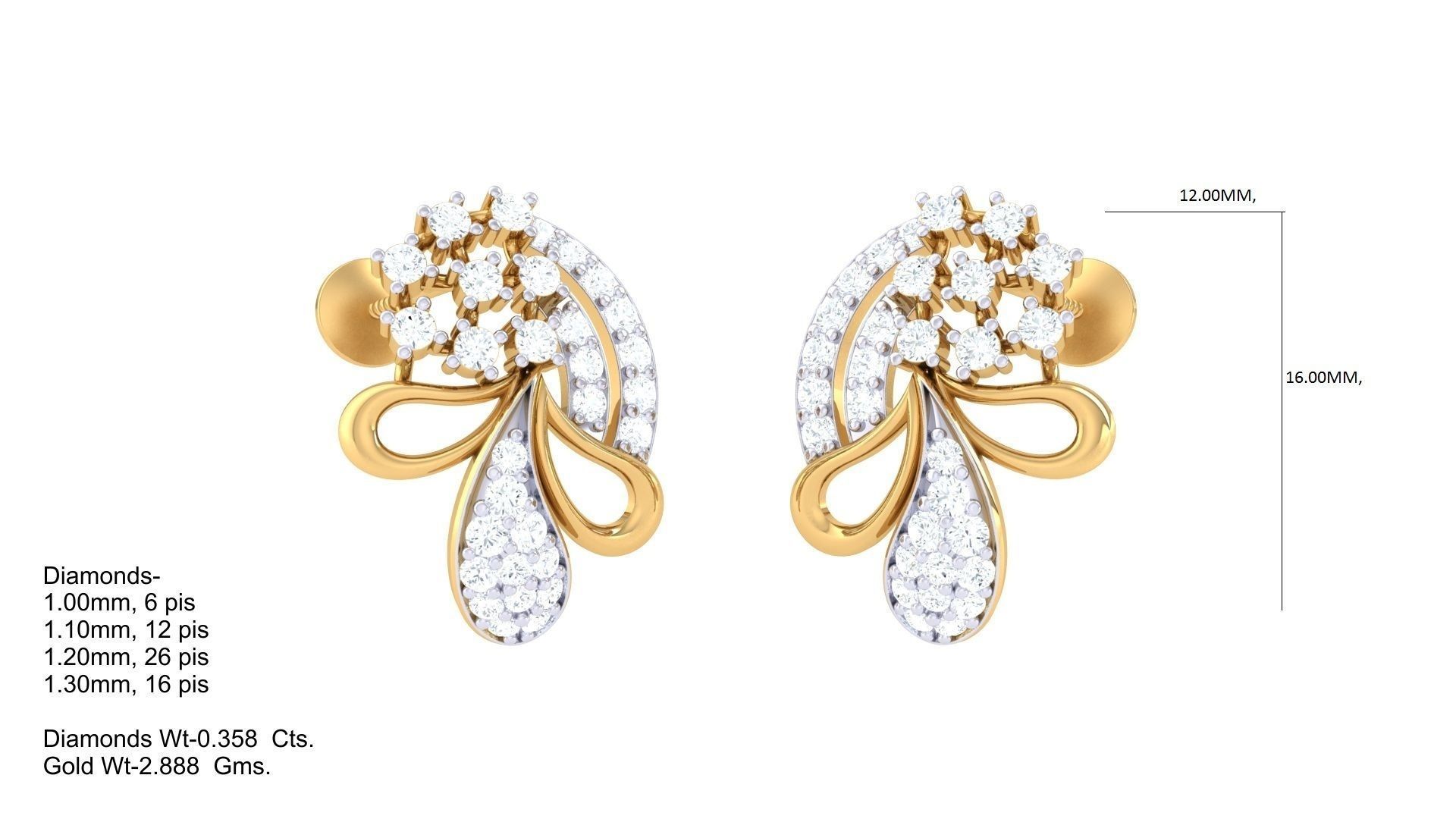 Women Long Earring 3dm STL OBJ FBX Renders Details 3D print model_1