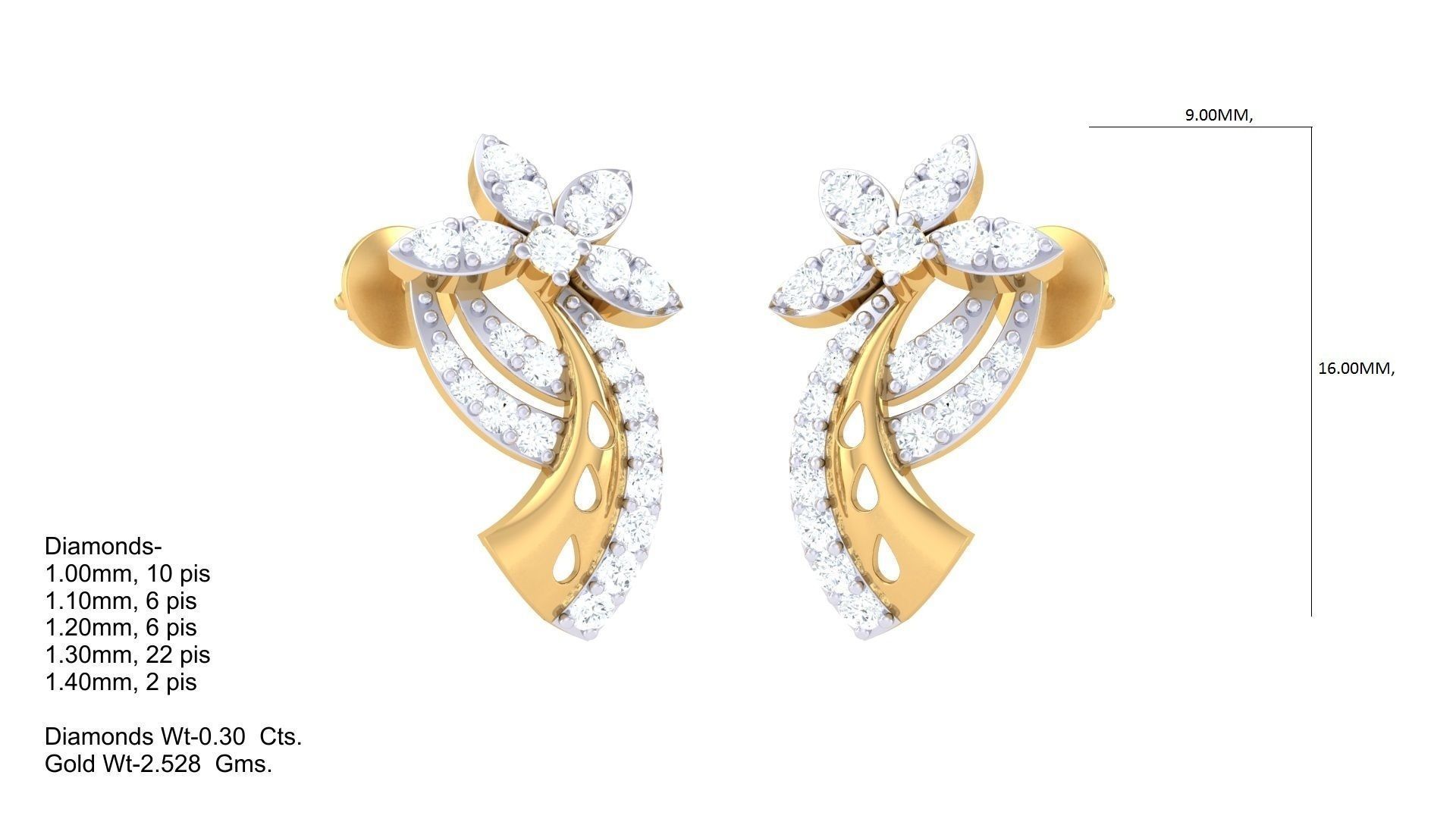 Women Long Earring 3dm STL OBJ FBX Renders Details 3D print model_1