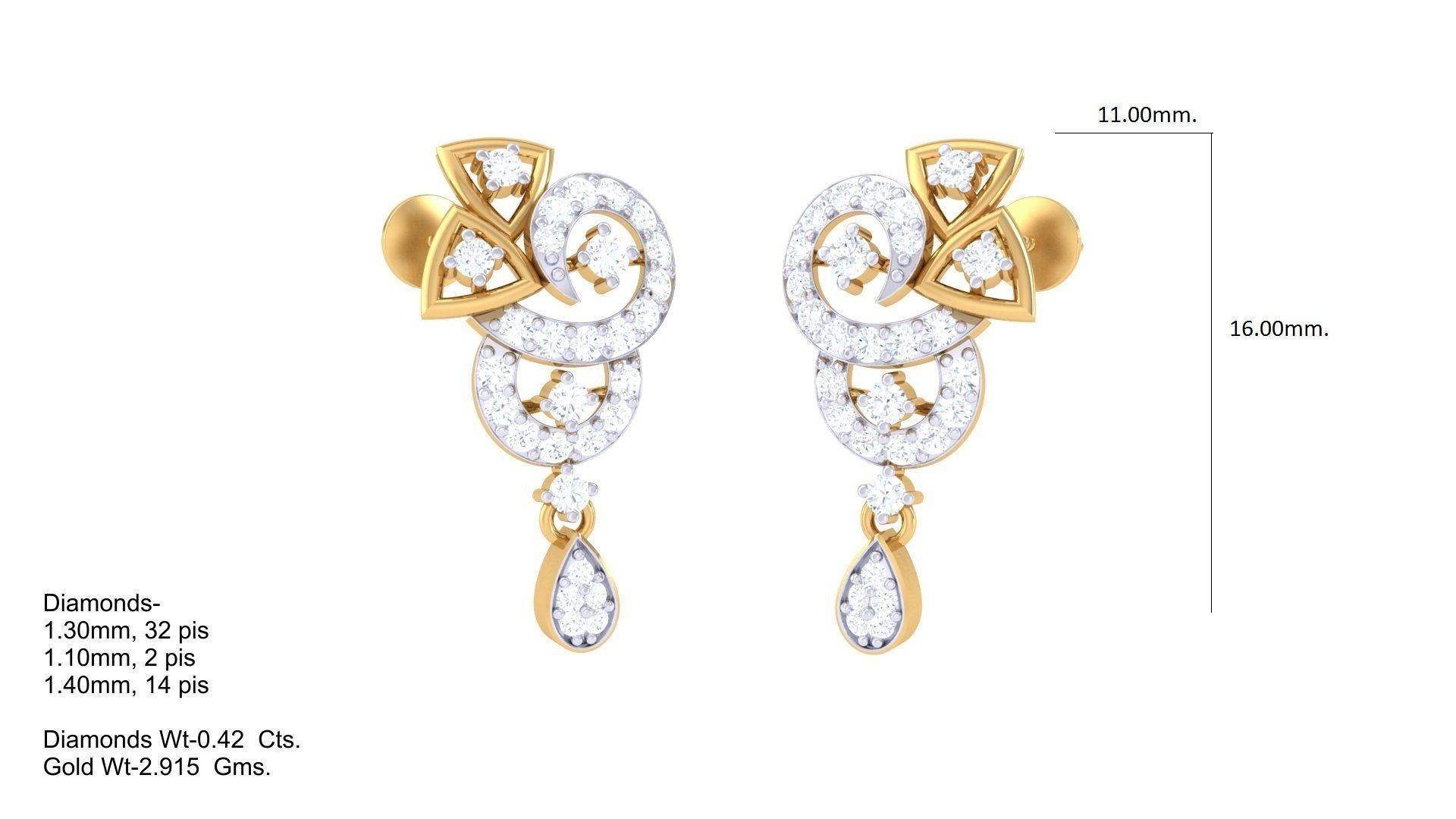 Women Long Earring 3dm STL OBJ FBX Renders Details 3D print model_1