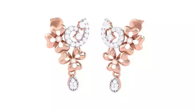 Women Long Earring 3dm STL OBJ FBX Renders Details