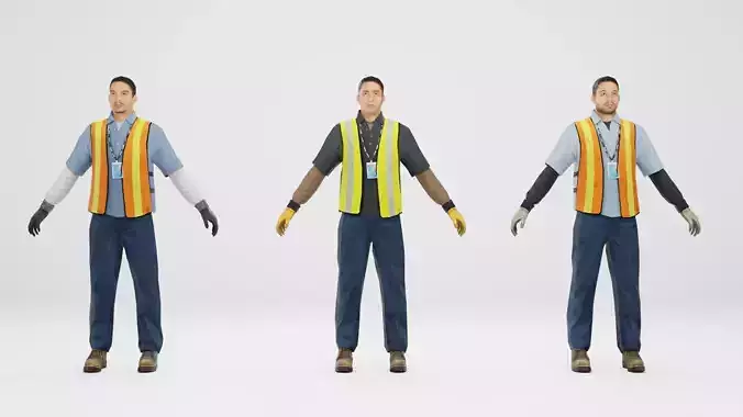 Worker Pack Low-poly 3D model