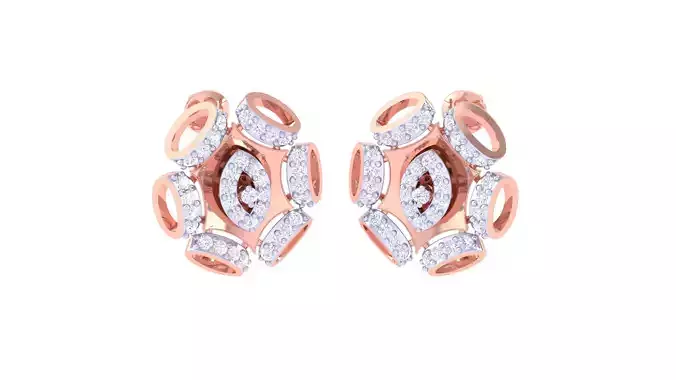 Women Flower Stud Earring 3dm STL OBJ FBX Renders Details
