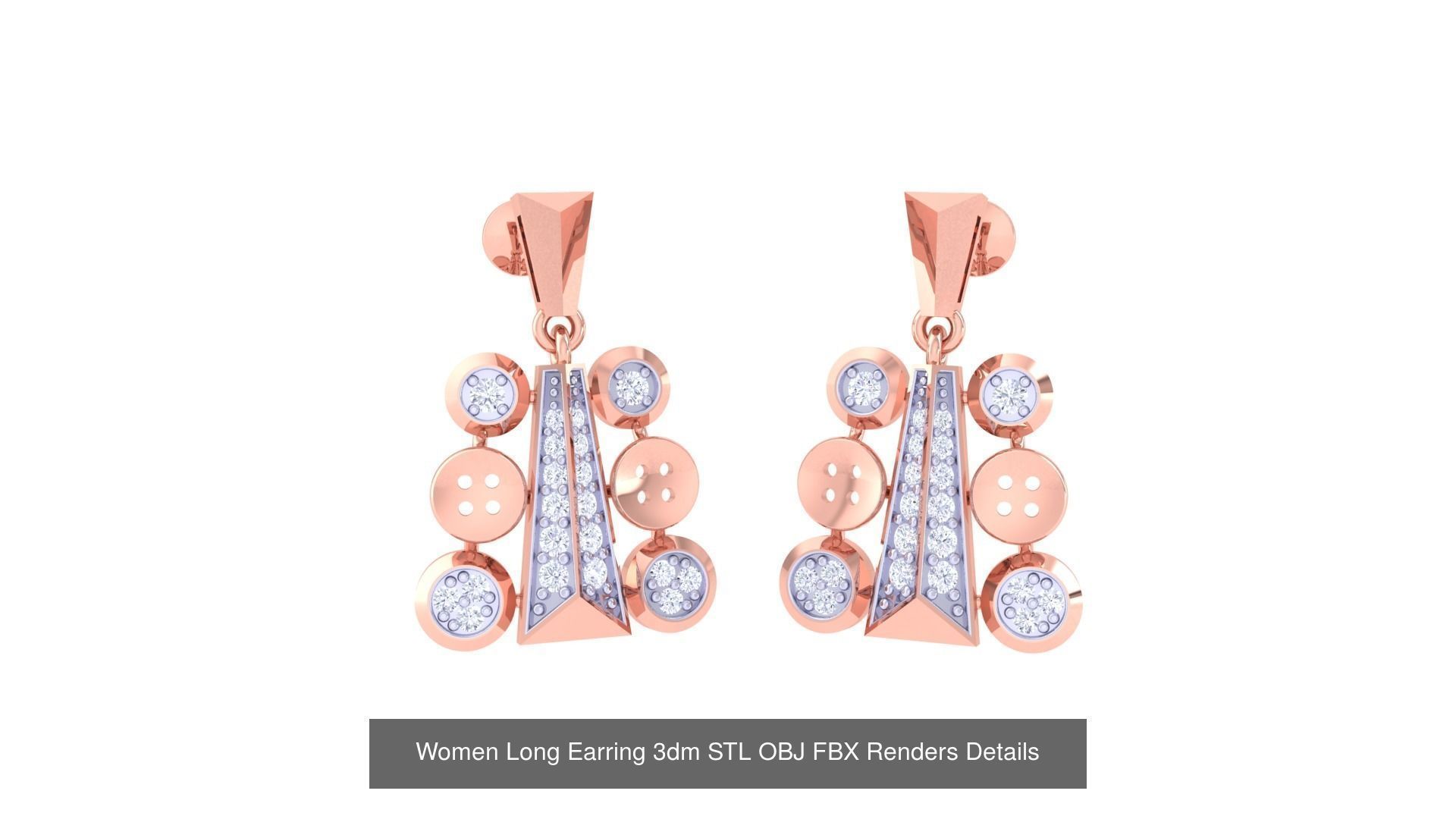 60 Women Long Earring 3dm STL OBJ FBX Renders Details Collection _15