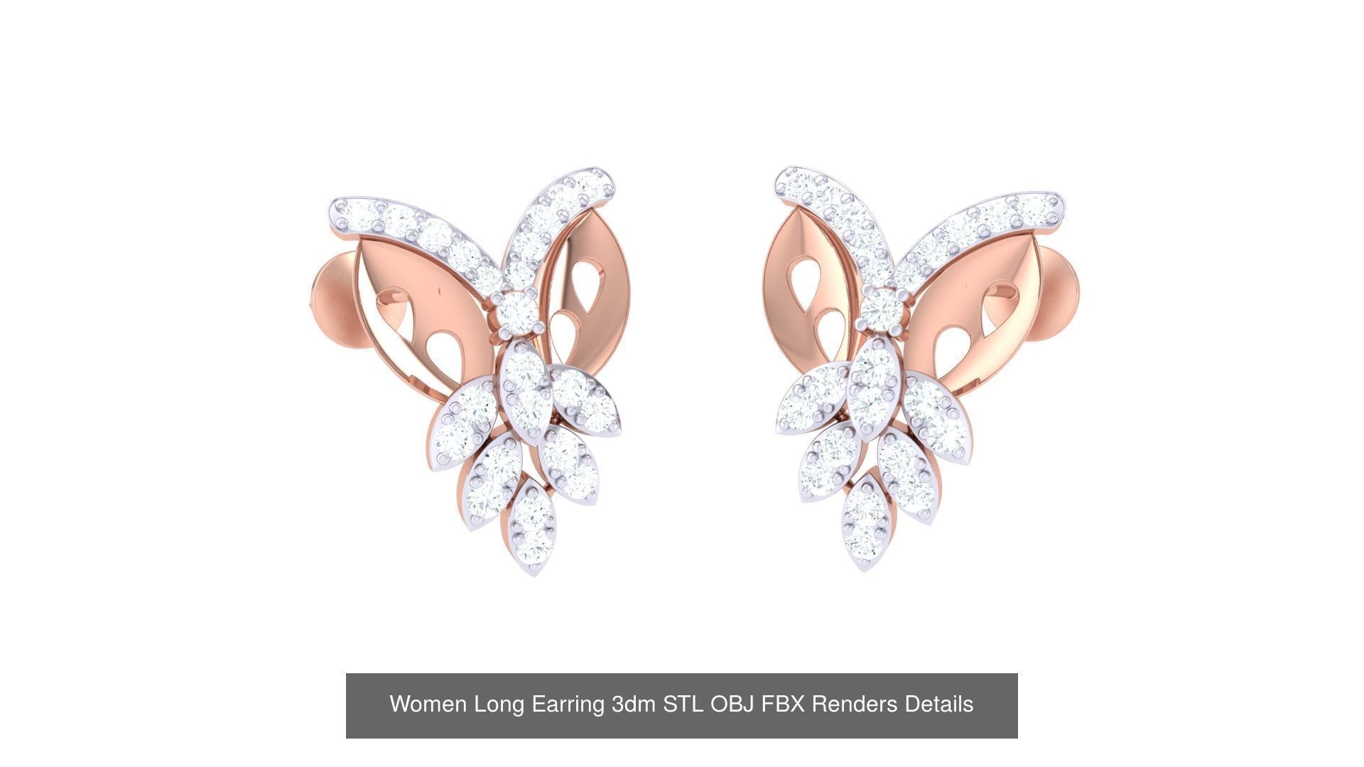 60 Women Long Earring 3dm STL OBJ FBX Renders Details Collection _31