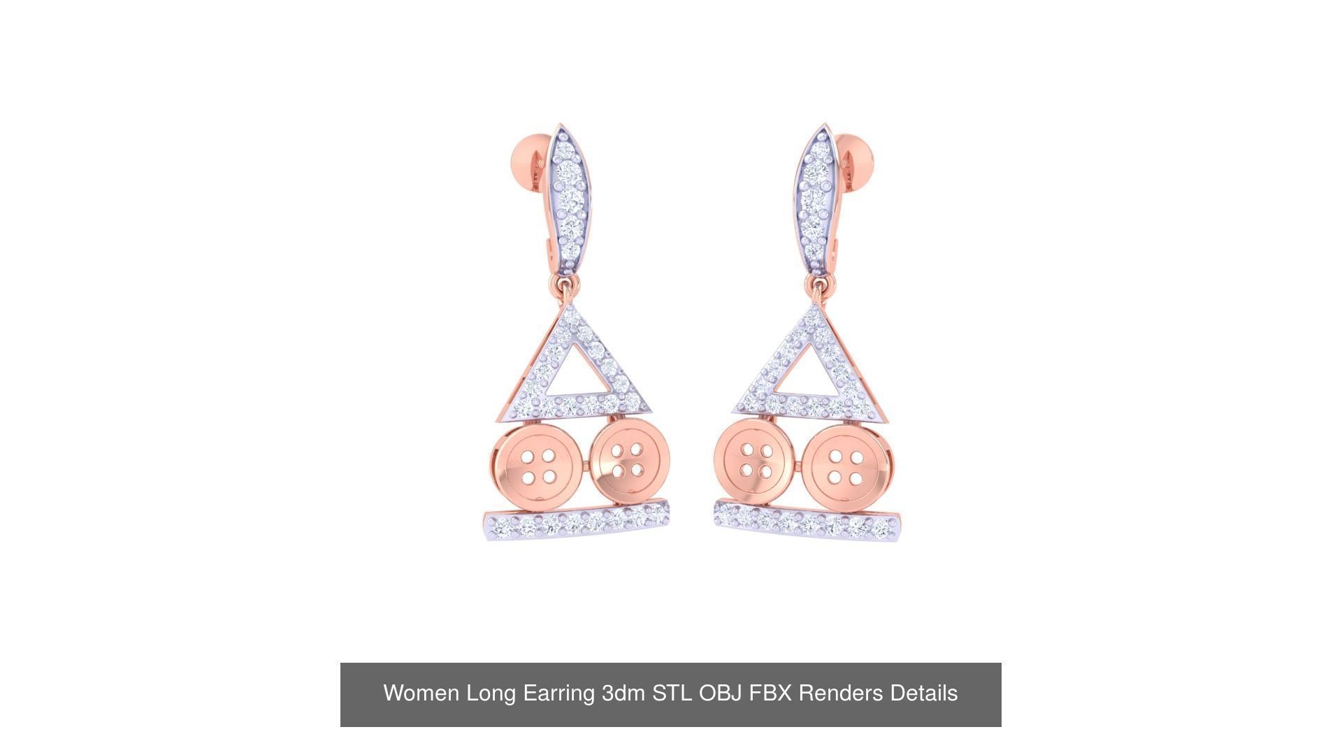 60 Women Long Earring 3dm STL OBJ FBX Renders Details Collection _16