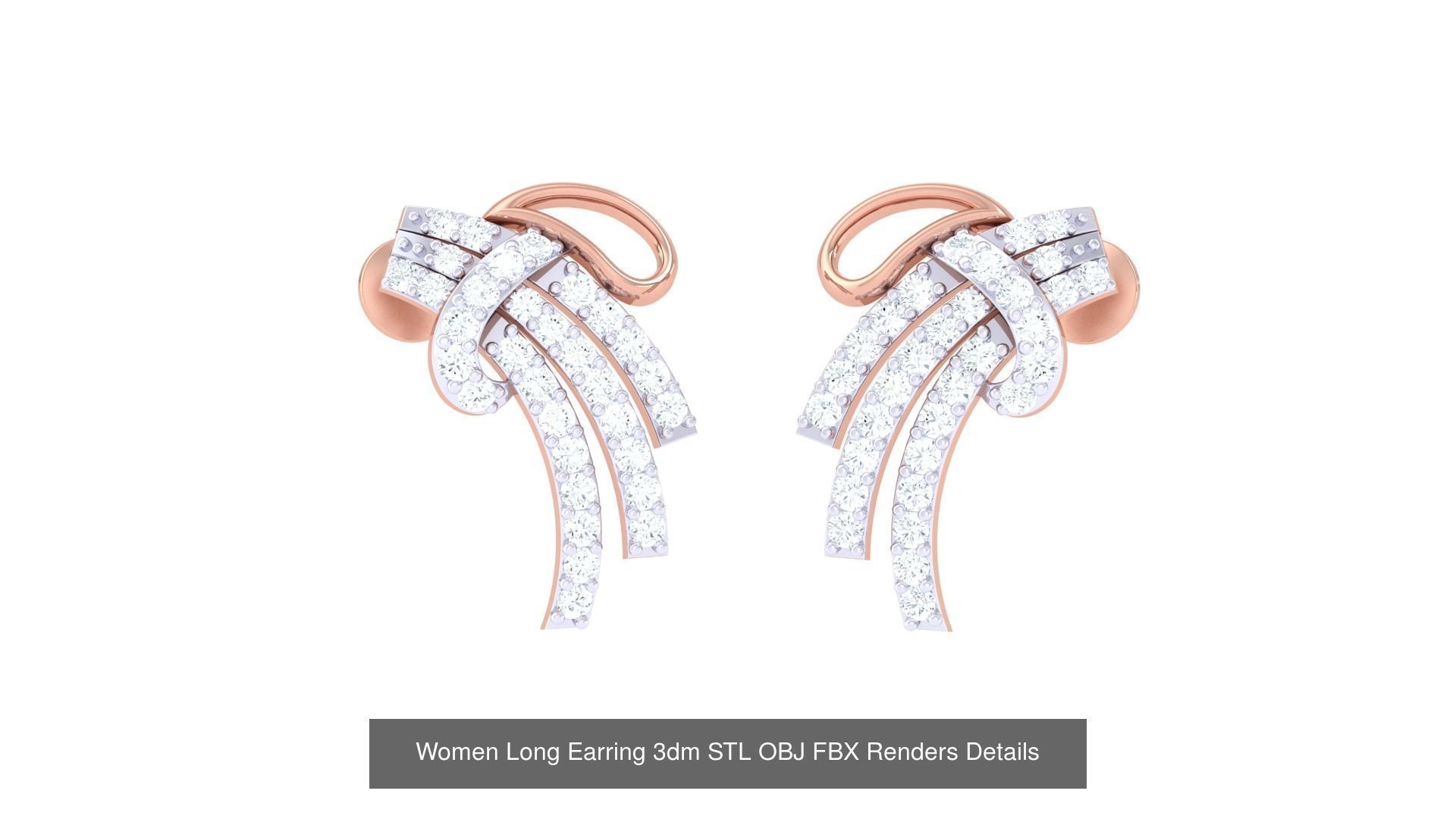 60 Women Long Earring 3dm STL OBJ FBX Renders Details Collection _53