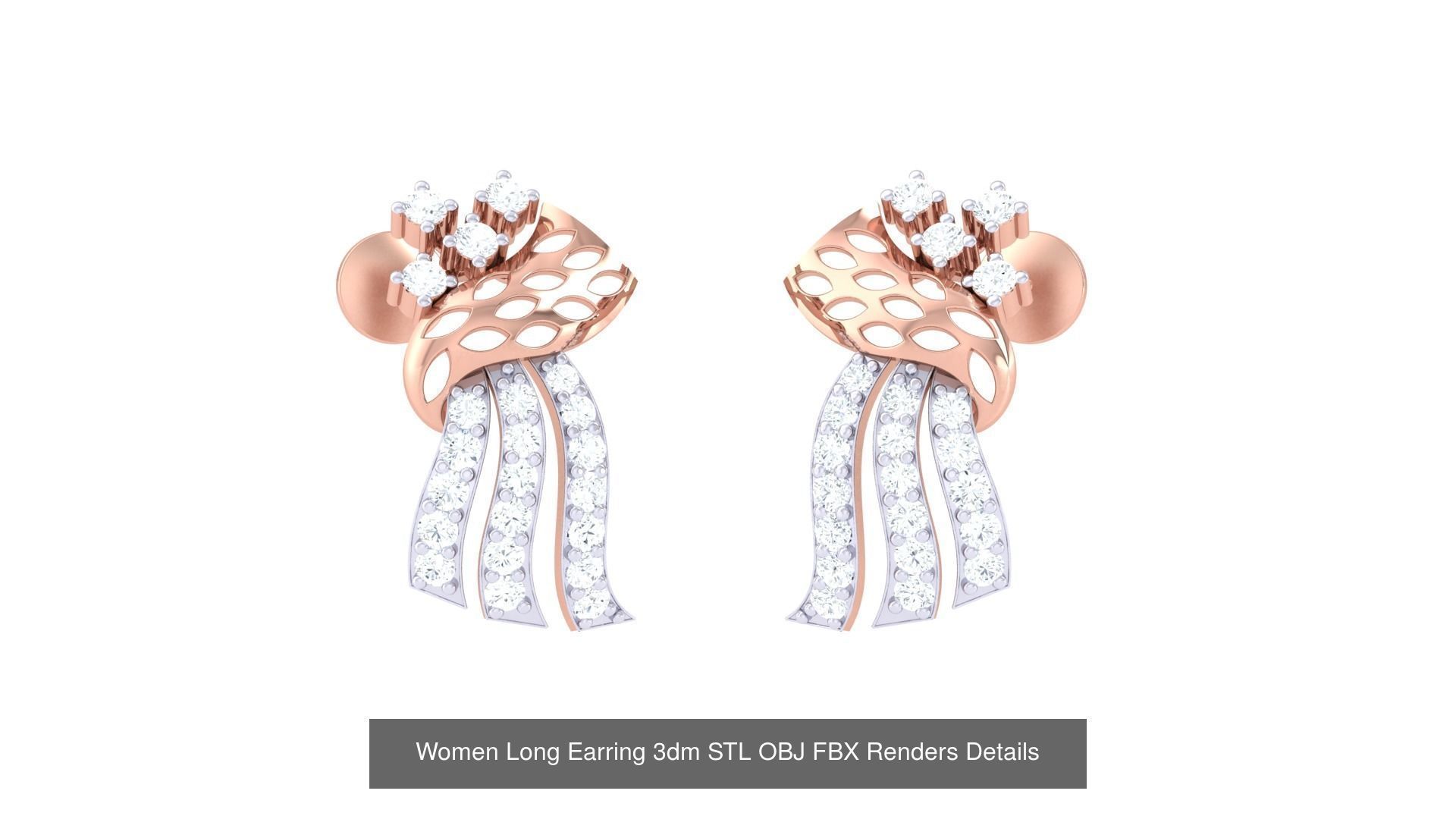 60 Women Long Earring 3dm STL OBJ FBX Renders Details Collection _48