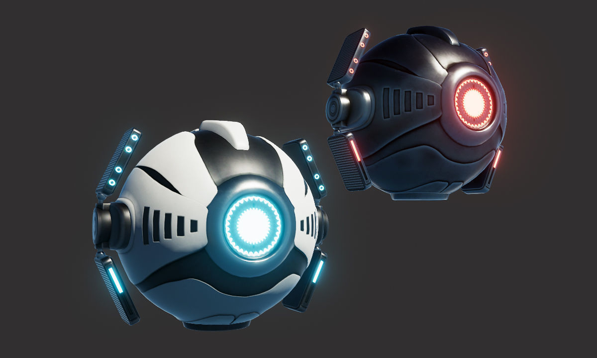 Sci Fi Ball Scanner Drone Low-poly 3D model_1