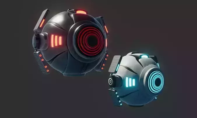 Sci Fi Ball Scanner Drone Low-poly 3D model