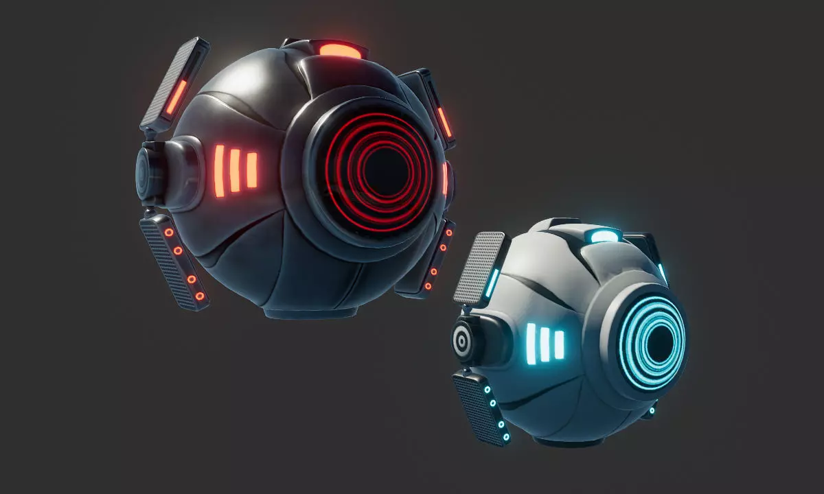 Sci Fi Ball Scanner Drone Low-poly 3D model_0