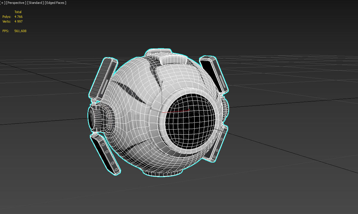Sci Fi Ball Scanner Drone Low-poly 3D model_9