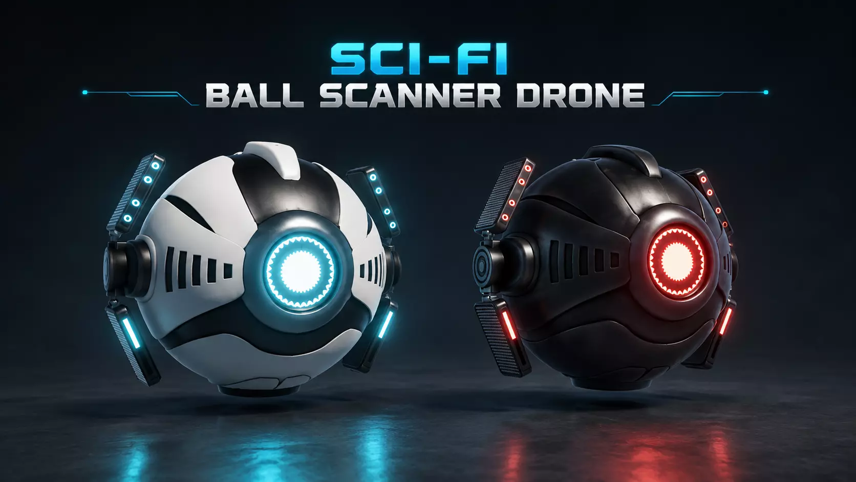 Sci Fi Ball Scanner Drone Low-poly 3D model