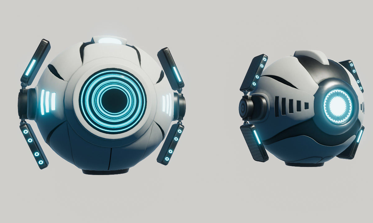 Sci Fi Ball Scanner Drone Low-poly 3D model_3