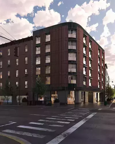 Office Building Exterior Scene 3D model 3D model