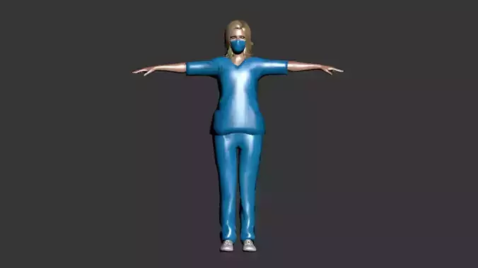 Female Nurse 3D Model Low Poly