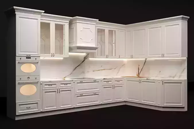 Classic beige ribbed kitchen