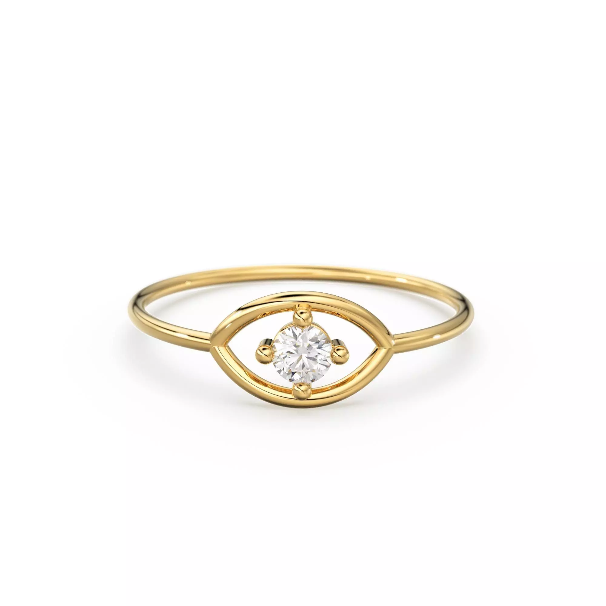 Diamond Evil Eye Ring Fatima Birthstone Zircon Band 3D print model