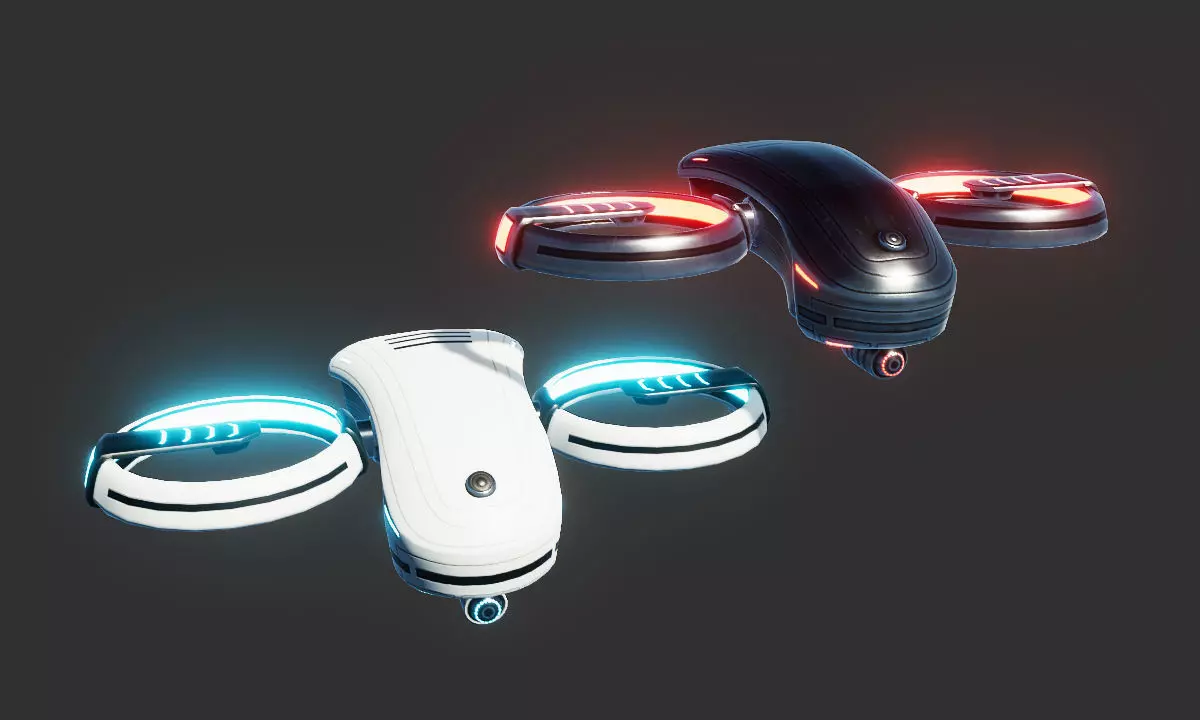 Sci Fi BiCopter Drone Low-poly 3D model