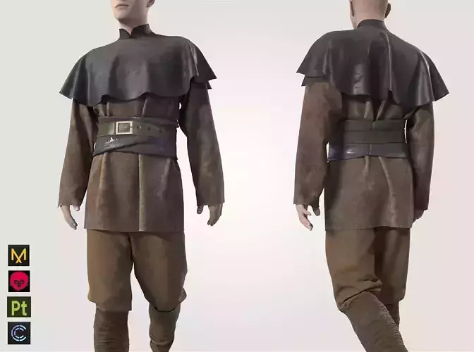medieval renaissance farmer clothes man outfit  3D model