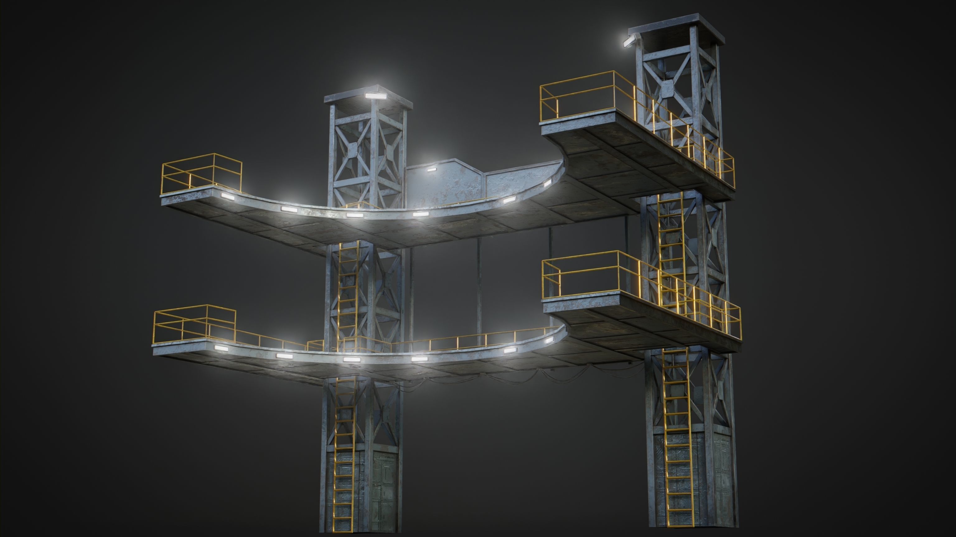 Platform for Games Low-poly 3D model_3