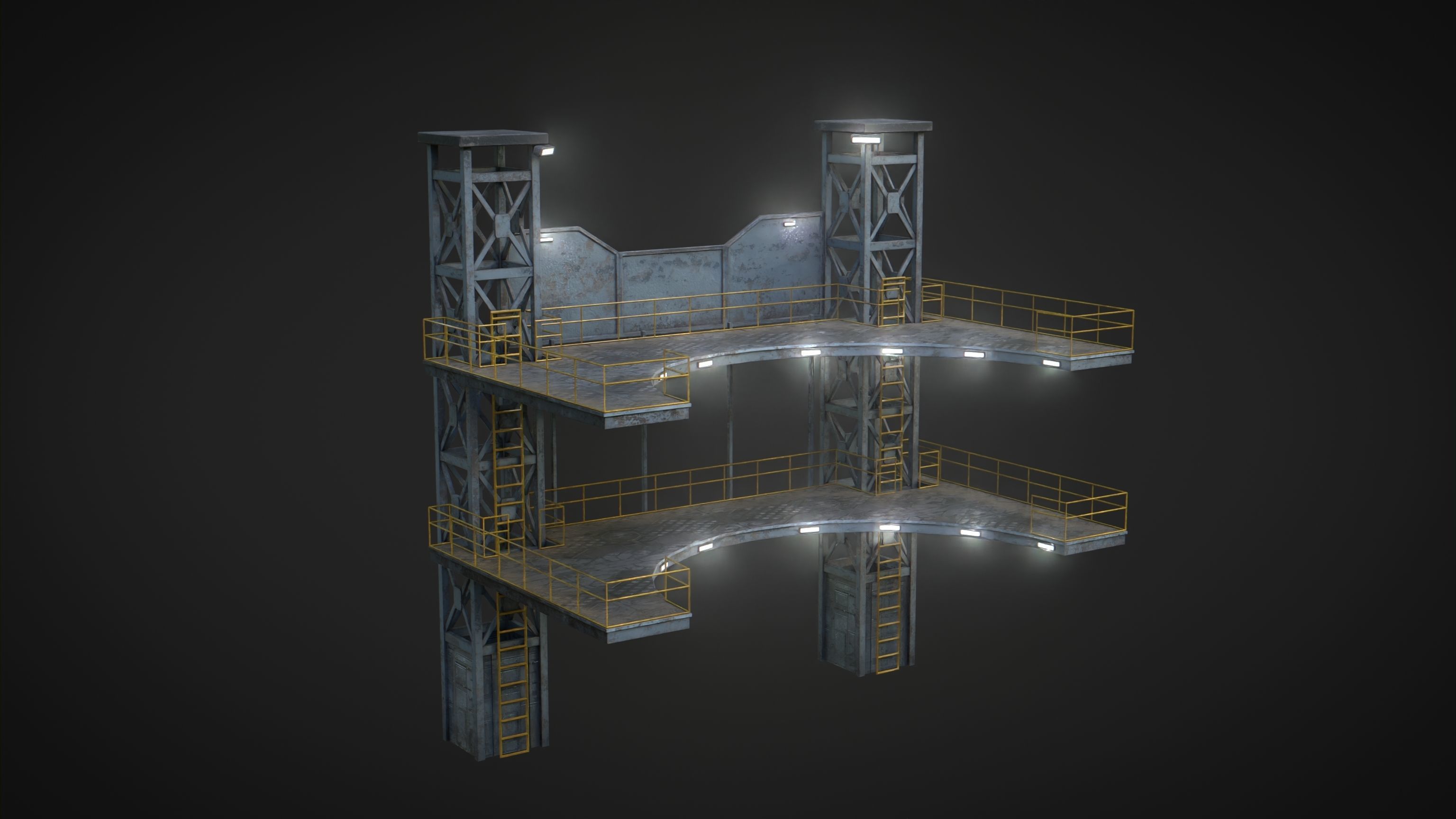 Platform for Games Low-poly 3D model_1