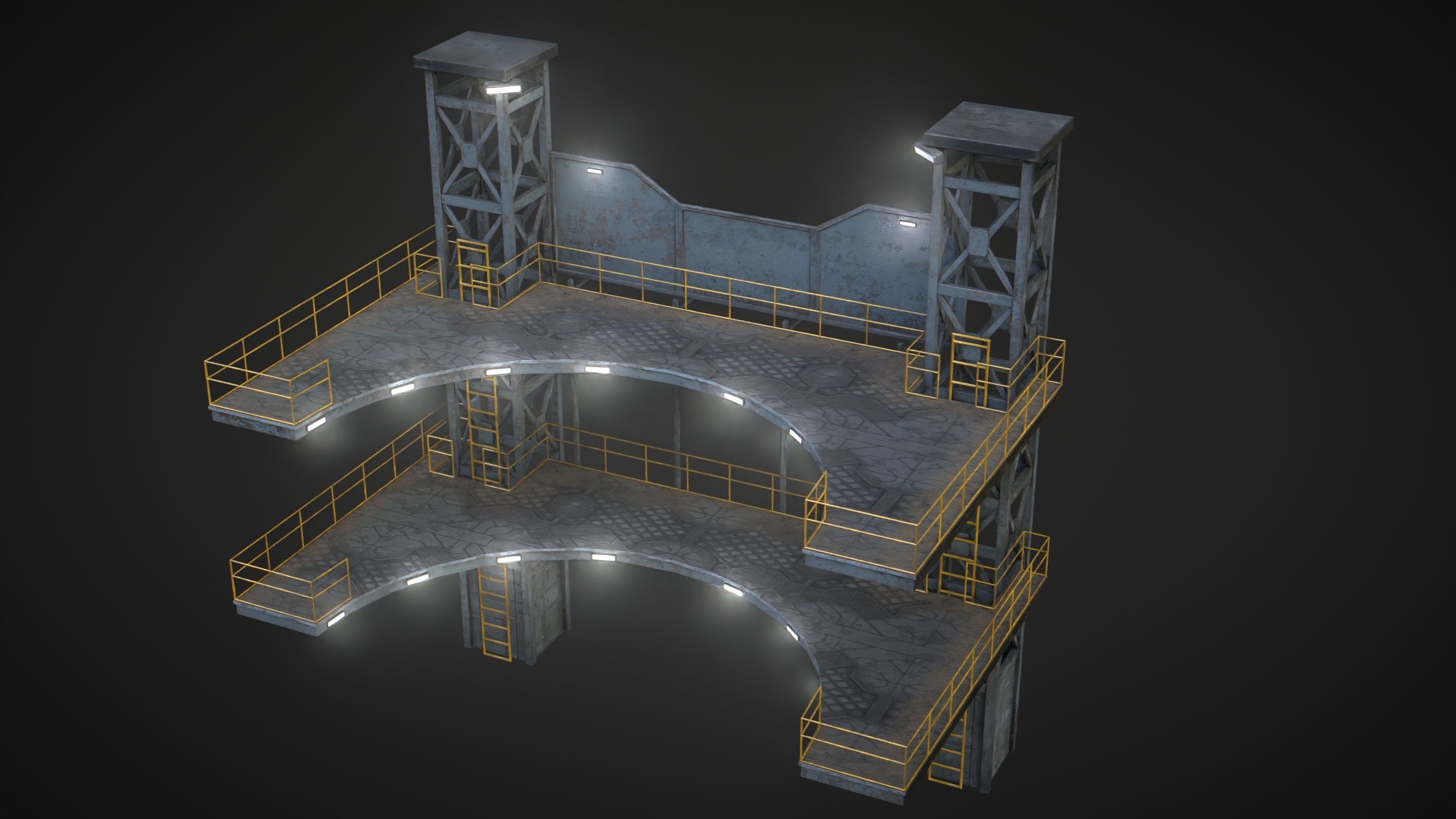 Platform for Games Low-poly 3D model_2
