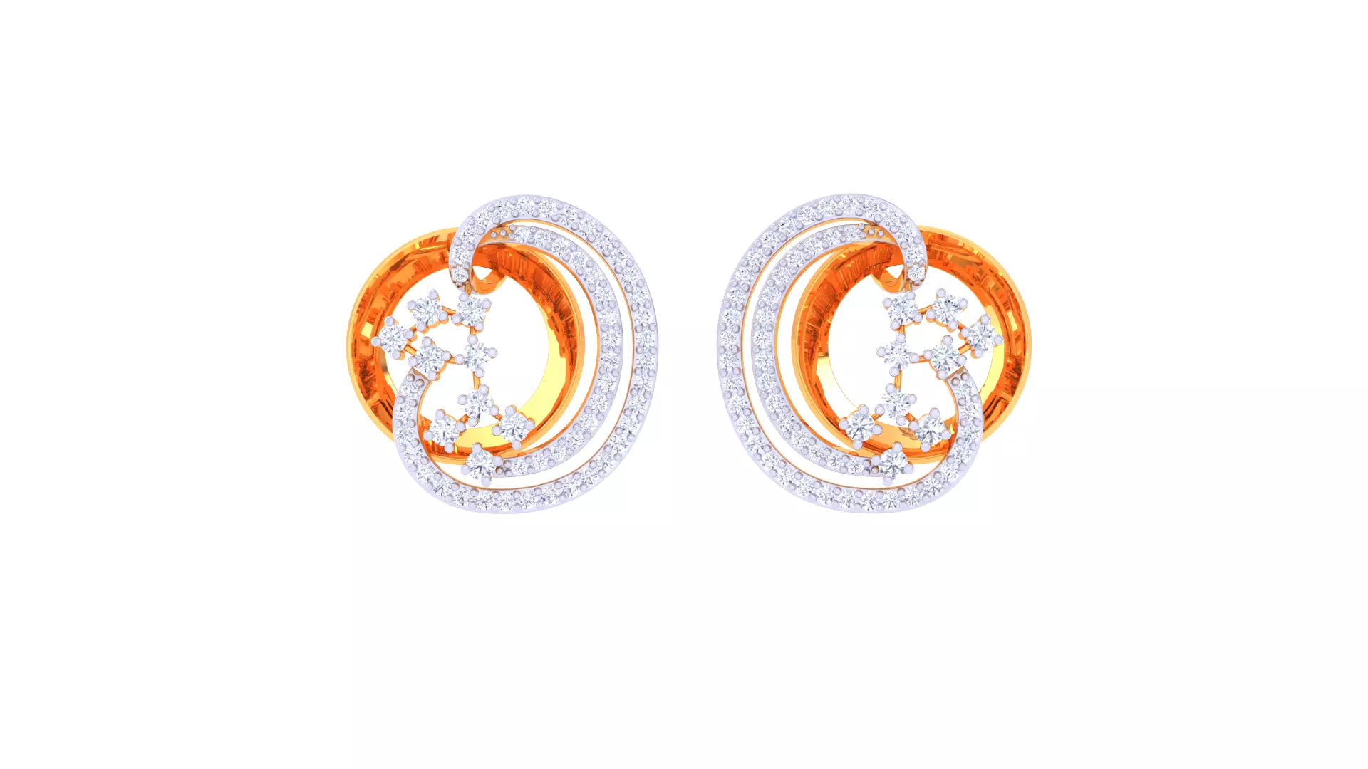 Women Stud Earrings 3dm STL OBJ FBX Renders Details 3D print model_0