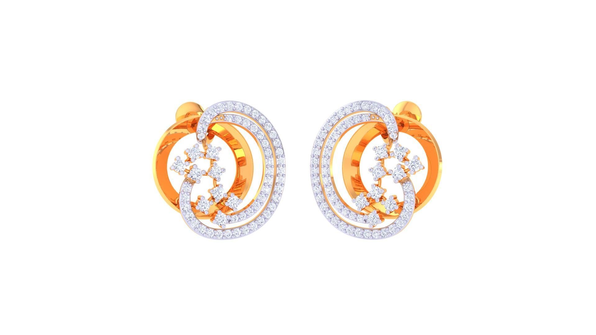 Women Stud Earrings 3dm STL OBJ FBX Renders Details 3D print model_2