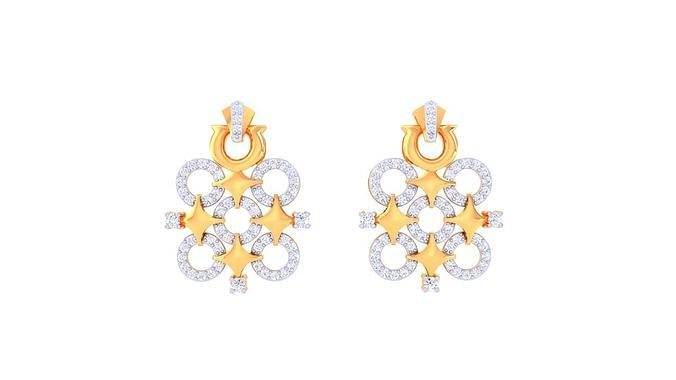 Women Stud Earrings 3dm STL OBJ FBX Renders Details 3D print model