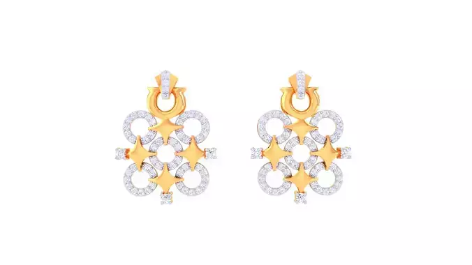 Women Stud Earrings 3dm STL OBJ FBX Renders Details