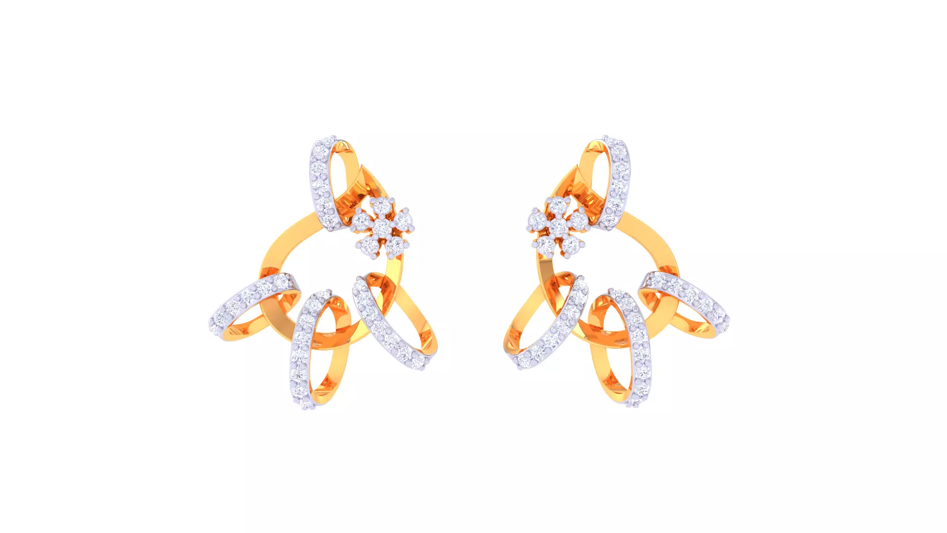 Women Stud Earrings 3dm STL OBJ FBX Renders Details 3D print model_0